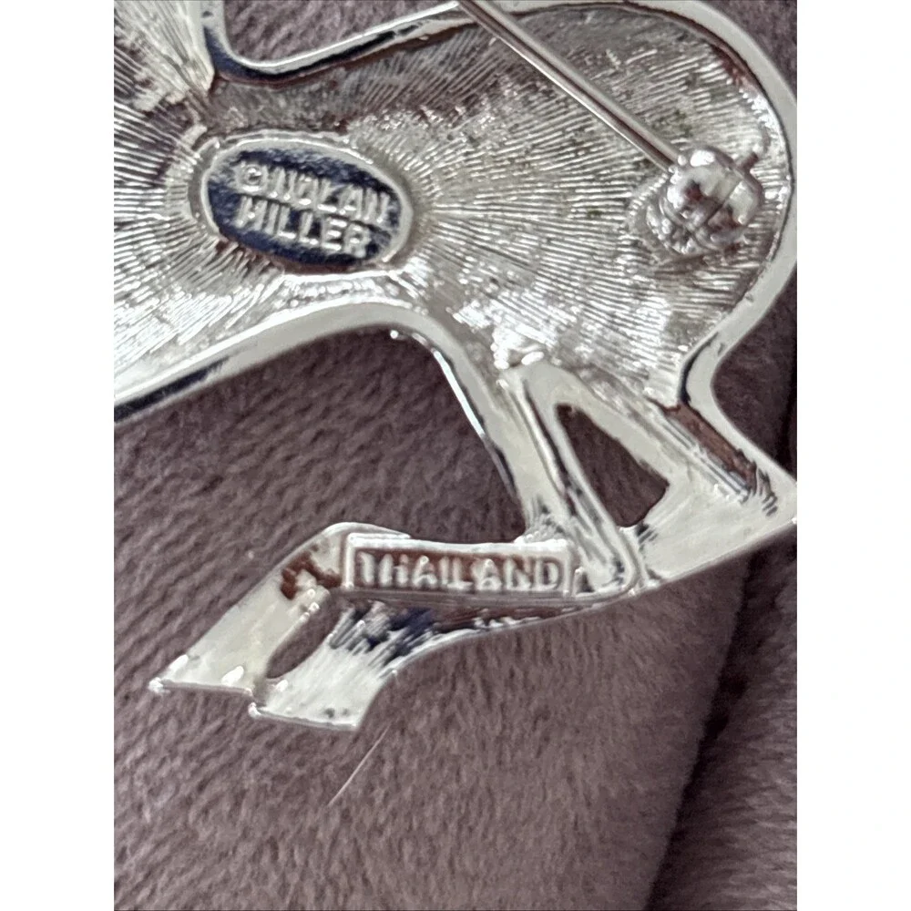 Vintage Nolan Miller Glamour Collection Crystal Pave Reindeer Pin Brooch Silver